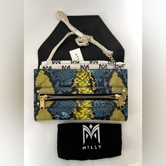MILLY SNAKESKIN SHOULDER CLUTCH BAG NWT - Picture 2 of 7